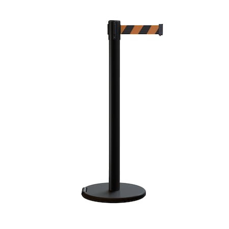 Retractable Belt Rolling Stanchion, 2.5ft Black Post  7.5ft Blk/Or